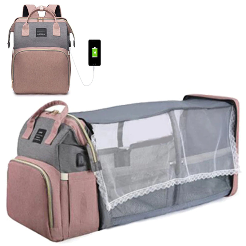 Diaper Bag with portable changing table/bassinet