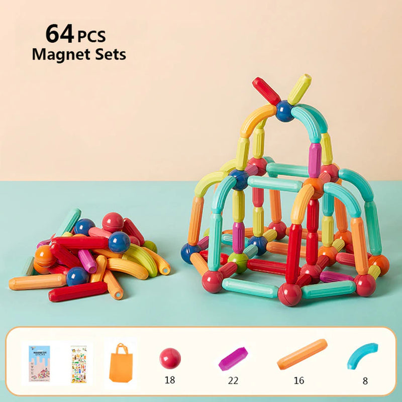 Magnetic Building Sticks Blocks Toy for Toddlers Montessori Stem Educational Construction Set Magnet Toys for Kids