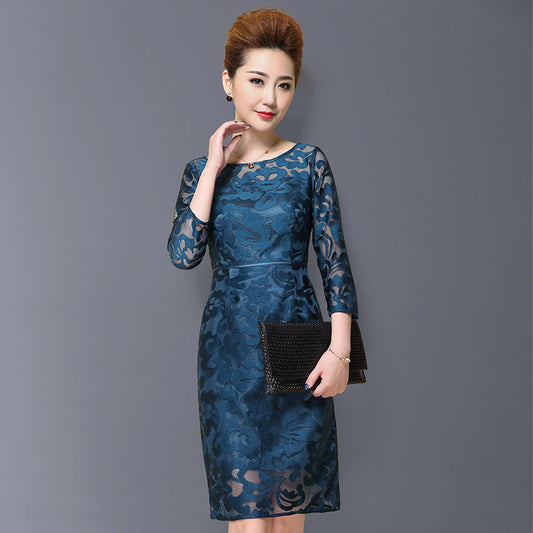 Embroidered Slim Short Sleeve Mommy Dress