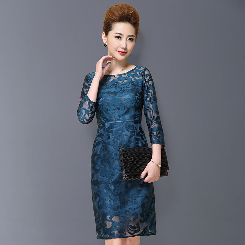 Embroidered Slim Short Sleeve Mommy Dress