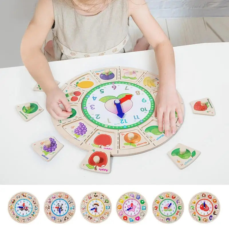 Montessori Wooden Clock Kids Toys Time Learning Teaching Aids Toys for Children Life Skills Training Games Kids Educational Toys