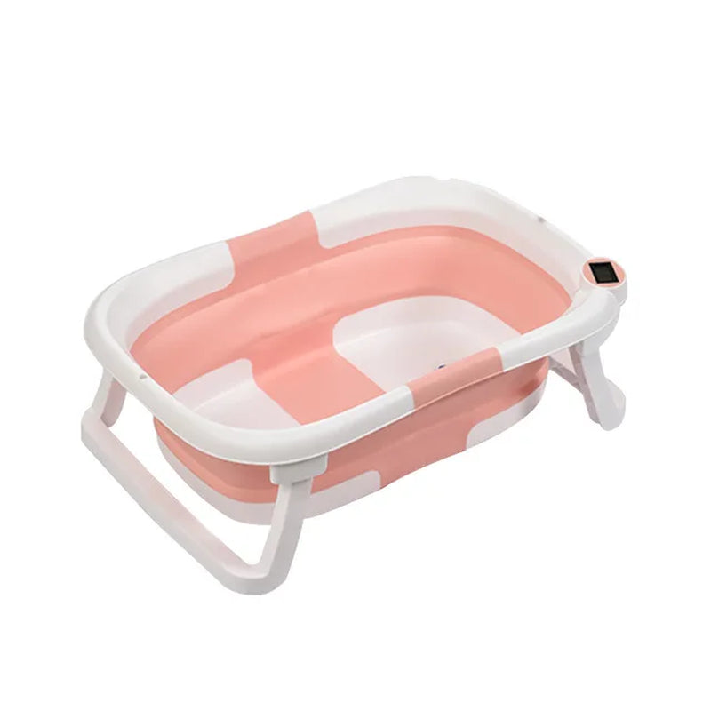 Folding Baby Bath Tub Portable Baby Shower Tubs with Temperature Sensing Non-Slip Cushion Newborn Bathtub Safe Kids Bathtub New