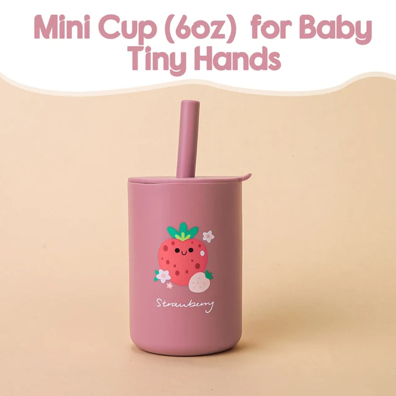 TYRY.HU 1Pc Baby Feeding Straw Cup Baby Cartoon Learning Feeding Cup Food Grade Silicone Toddler Water Bottle Tableware BPA Free