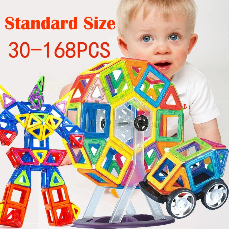 Kids Magnetic Toys Standard Size Magnet Blocks Construction Set Model Building Blocks Educational Toys for Children Gifts