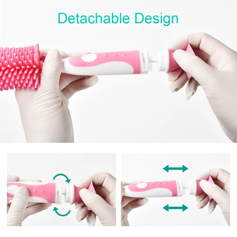 2 in 1 Silicone Bottle Brush Baby Bottle Cleaner Nipple Brush Set for Feeding Bottles Cleaner for Narrow Neck Bottles