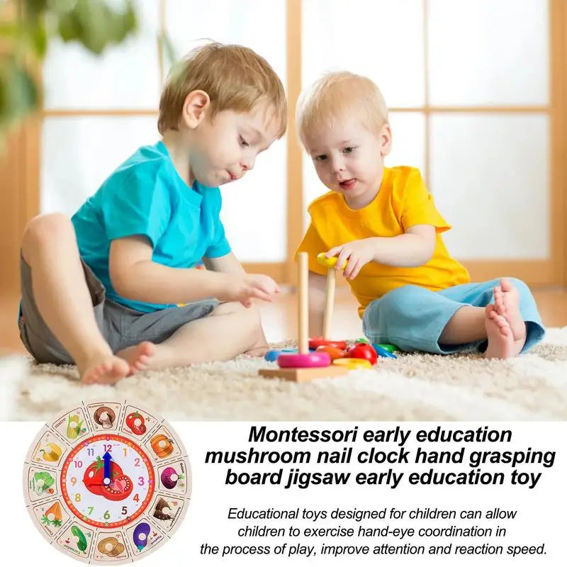 Montessori Wooden Clock Kids Toys Time Learning Teaching Aids Toys for Children Life Skills Training Games Kids Educational Toys