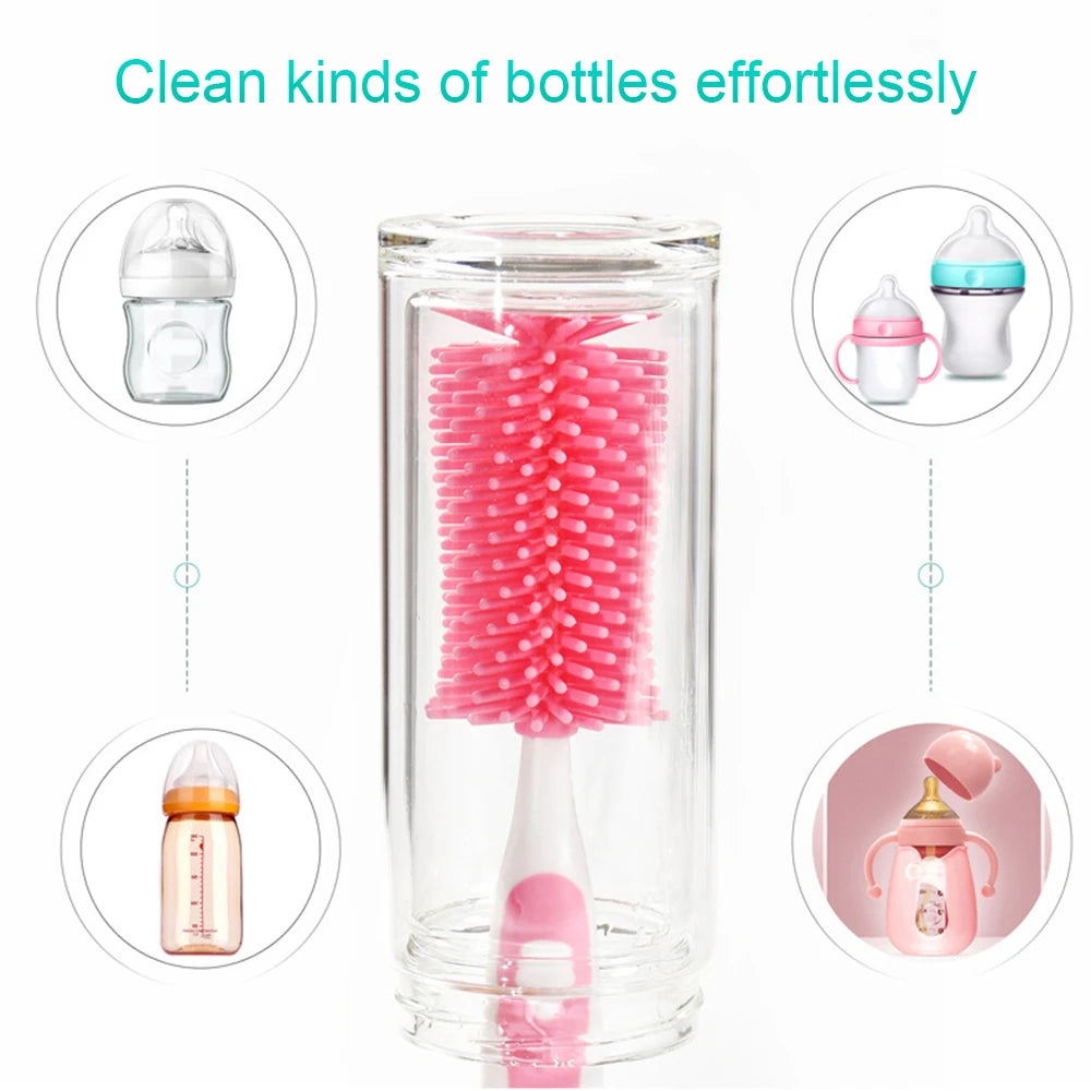 2 in 1 Silicone Bottle Brush Baby Bottle Cleaner Nipple Brush Set for Feeding Bottles Cleaner for Narrow Neck Bottles