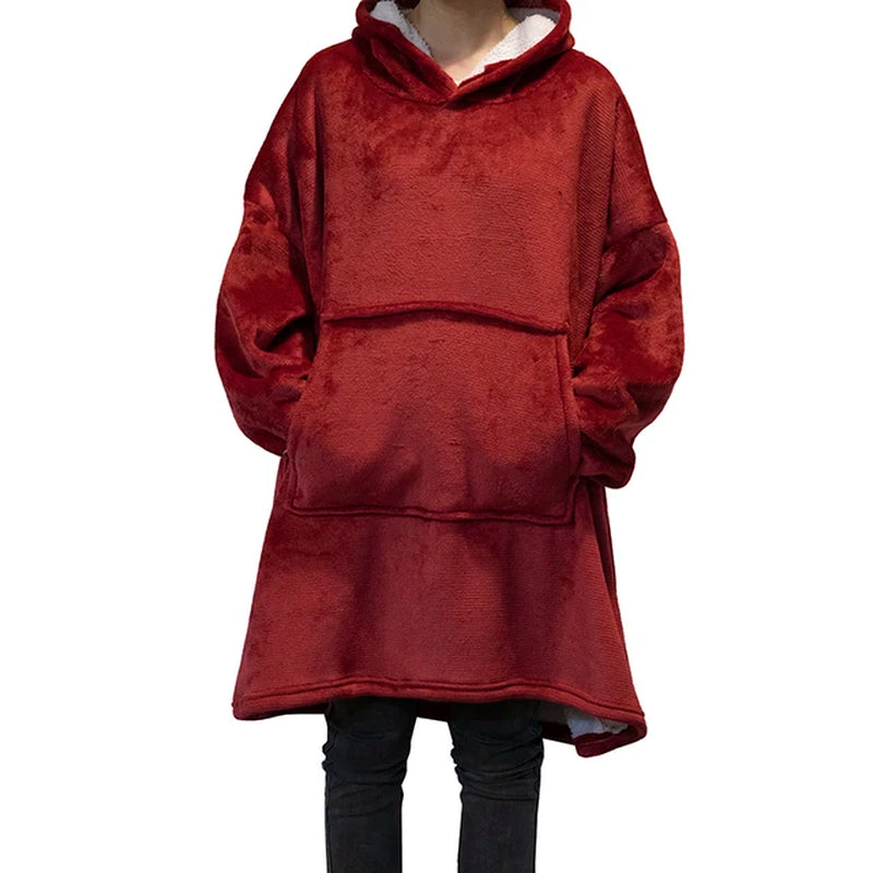 Oversized Hoodie Blanket Oversize Sweatshirt Plaid Giant Hoodies Women Winter Wearable Throw Hooded Female Warm Sloth Blanket