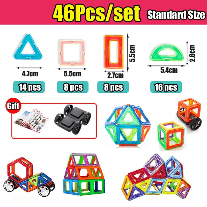 Kids Magnetic Toys Standard Size Magnet Blocks Construction Set Model Building Blocks Educational Toys for Children Gifts