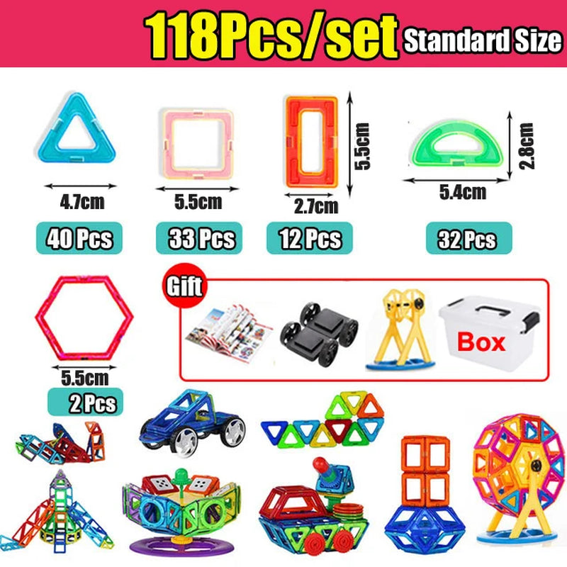 Kids Magnetic Toys Standard Size Magnet Blocks Construction Set Model Building Blocks Educational Toys for Children Gifts