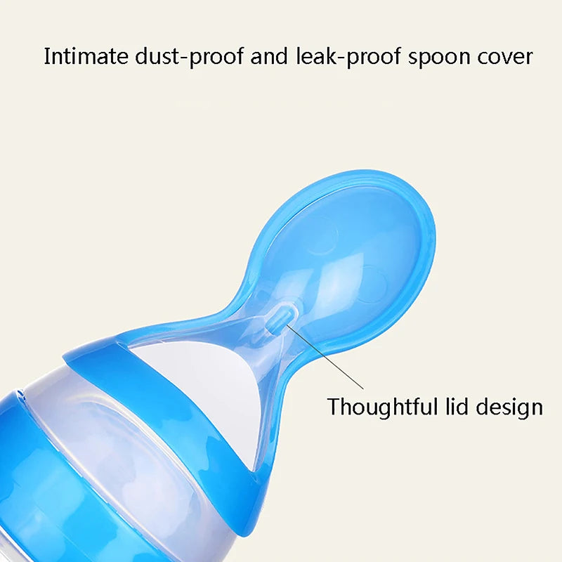 Baby Silicone Squeezing Feeding Bottle Newborn Baby Training Spoon Supplement Feeder Safe Useful Tableware for Kids