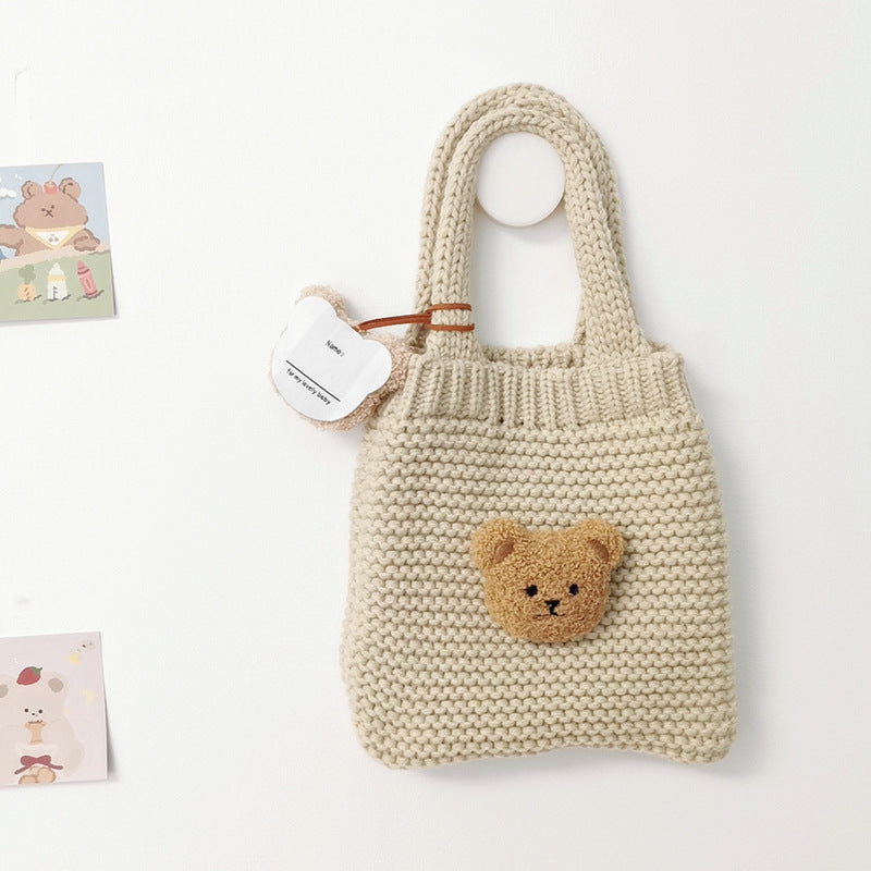 Korean Bear Wool Knitted Mommy Bag