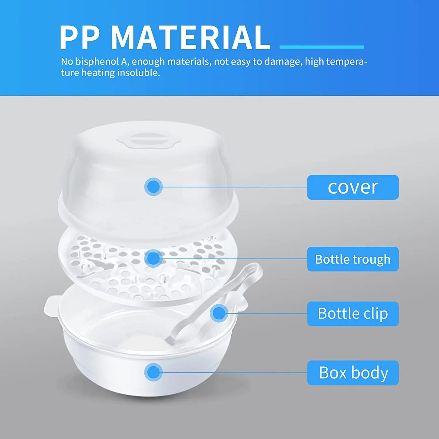 Microwave Steam Steriliser for Baby Bottles High Temperature Microwave Steam Nipple Sterilizer Baby Bottle Holder Storage