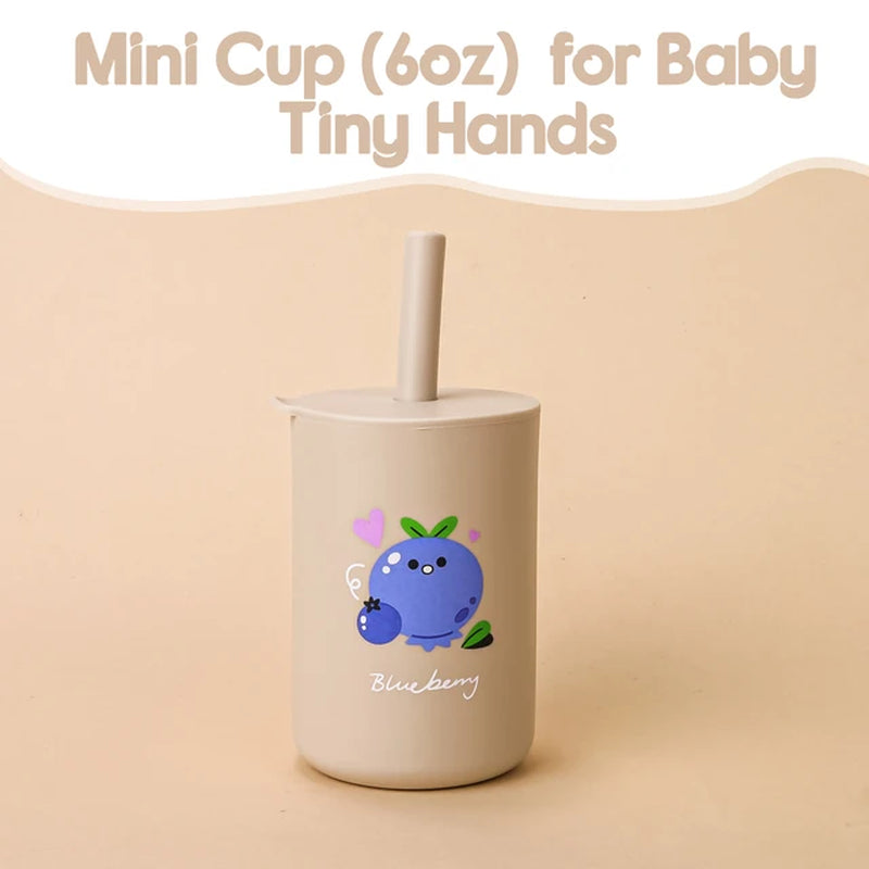 TYRY.HU 1Pc Baby Feeding Straw Cup Baby Cartoon Learning Feeding Cup Food Grade Silicone Toddler Water Bottle Tableware BPA Free