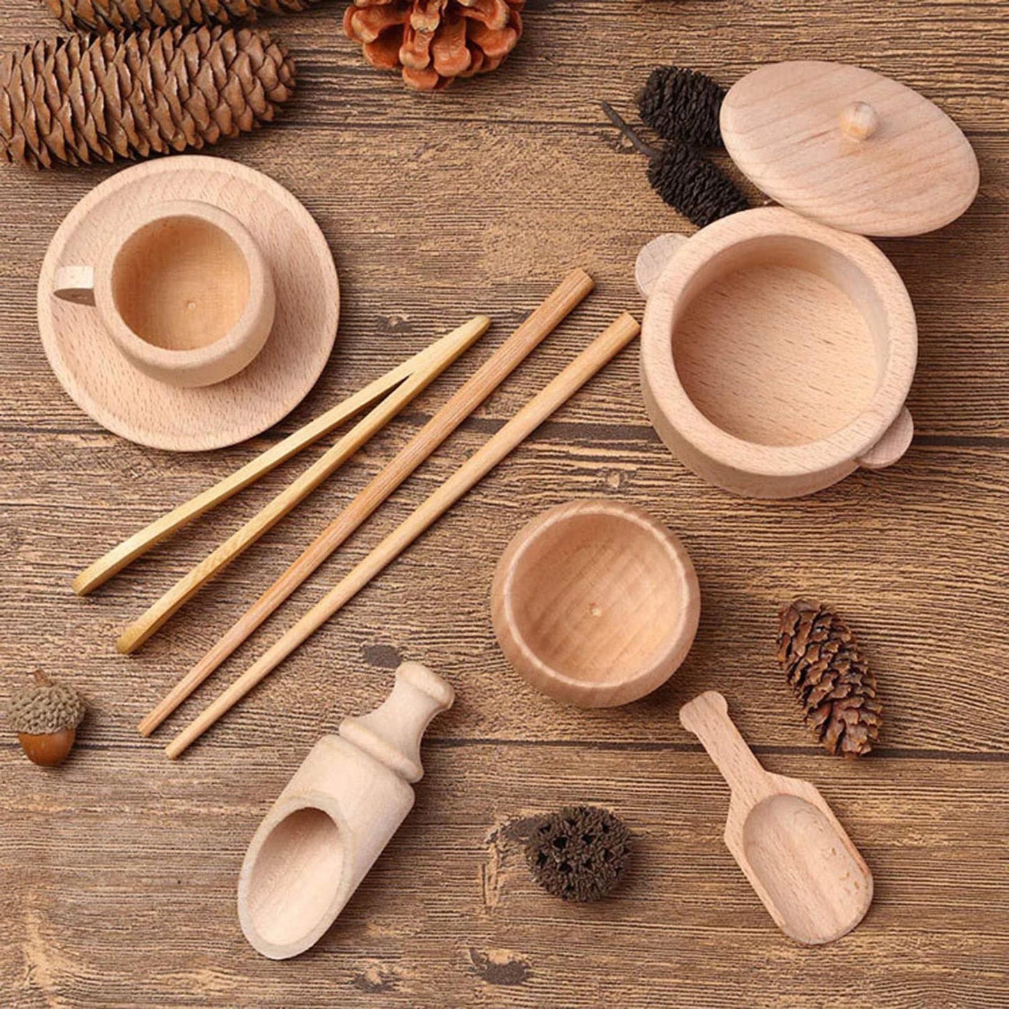 Sensory Bin Tools Wood Children Montessori Toys Early Development Toy for Toddlers Aged 3 8Pcs Wooden Sensory Toys Wooden