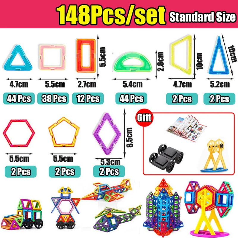 Kids Magnetic Toys Standard Size Magnet Blocks Construction Set Model Building Blocks Educational Toys for Children Gifts