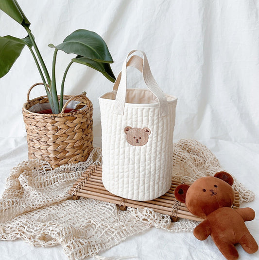 Beige Cotton Embroidered Mommy Bag Baby