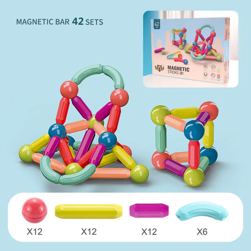 Magnetic Building Sticks Blocks Toy for Toddlers Montessori Stem Educational Construction Set Magnet Toys for Kids