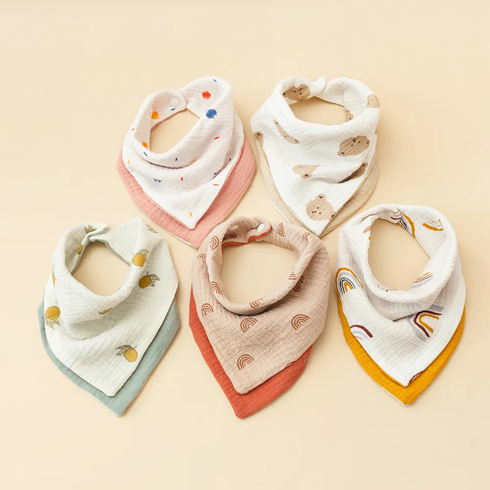 1PC Baby Cotton Soft Soothe Appease Square Towels Infant Color Matching Bandana Handkerchief Muslin Burp Cloths Feeding Bibs