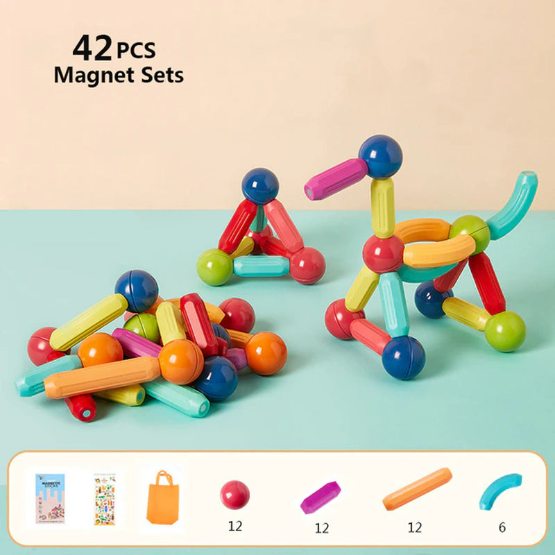 Magnetic Building Sticks Blocks Toy for Toddlers Montessori Stem Educational Construction Set Magnet Toys for Kids