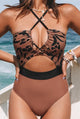 European And American Leopard Print One-piece Crop Bathing Suit