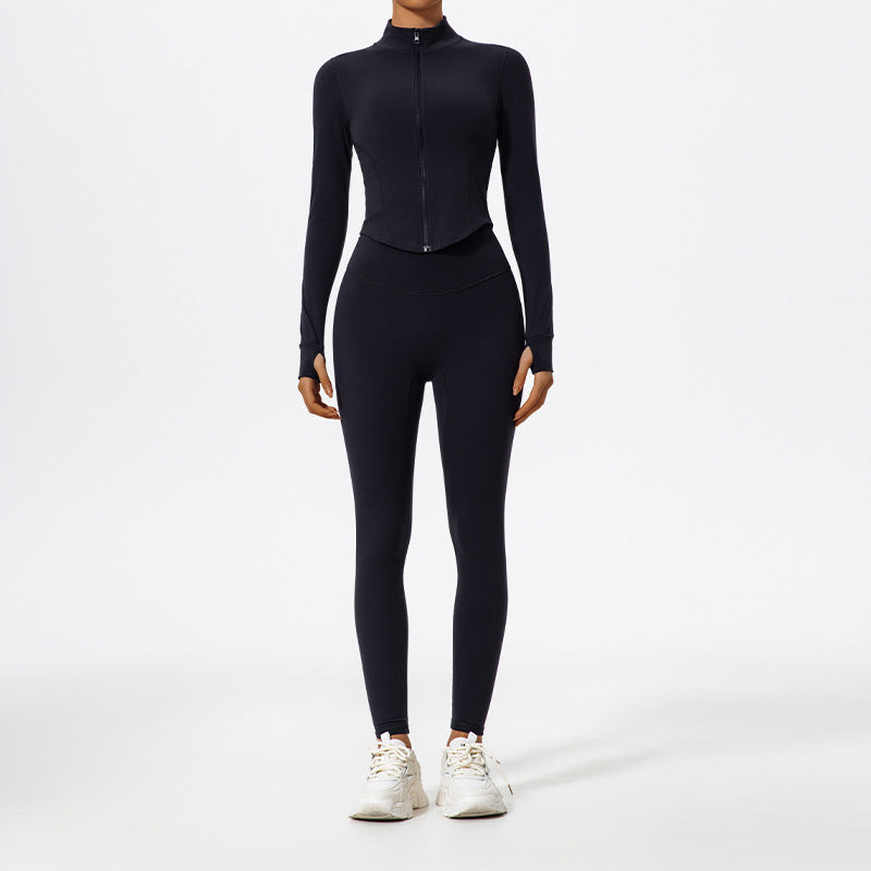 Solid Color Yoga Women's Outer Wear Sports Jacket Suits
