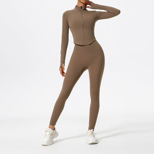 Solid Color Yoga Women's Outer Wear Sports Jacket Suits