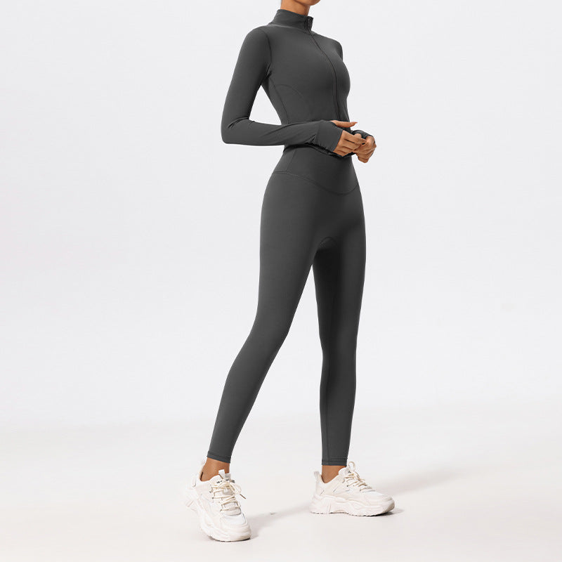 Solid Color Yoga Women's Outer Wear Sports Jacket Suits