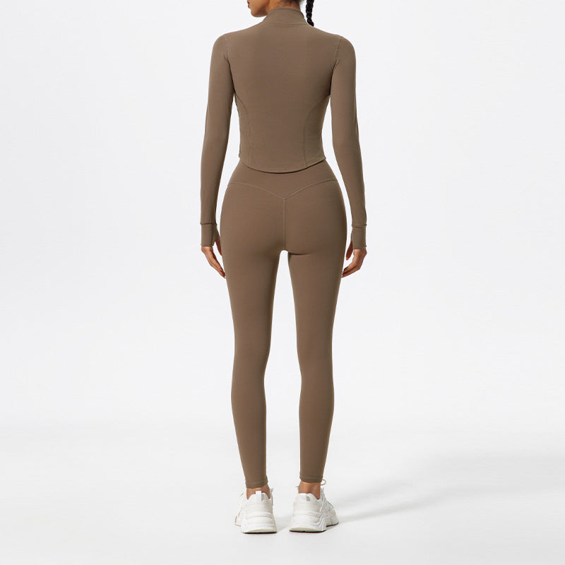 Solid Color Yoga Women's Outer Wear Sports Jacket Suits