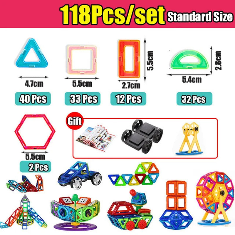 Kids Magnetic Toys Standard Size Magnet Blocks Construction Set Model Building Blocks Educational Toys for Children Gifts