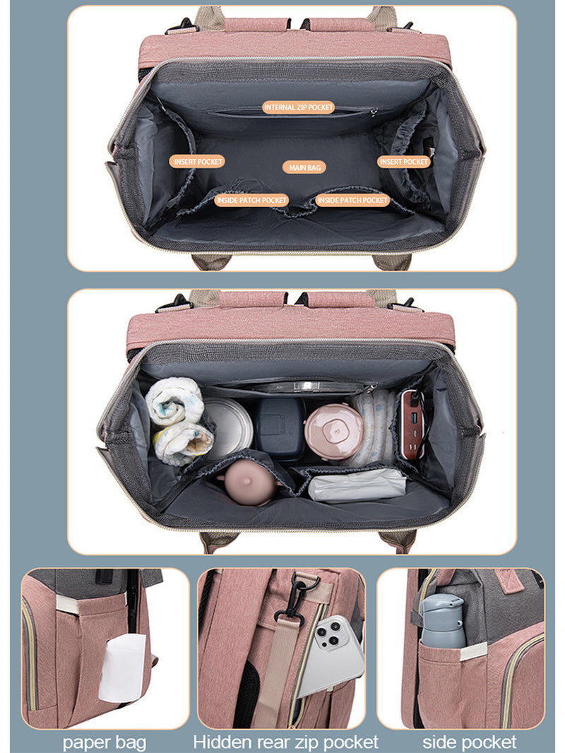 Diaper Bag with portable changing table/bassinet