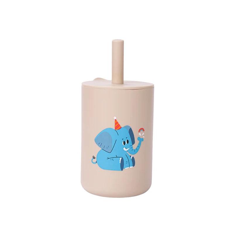 TYRY.HU 1Pc Baby Feeding Straw Cup Baby Cartoon Learning Feeding Cup Food Grade Silicone Toddler Water Bottle Tableware BPA Free