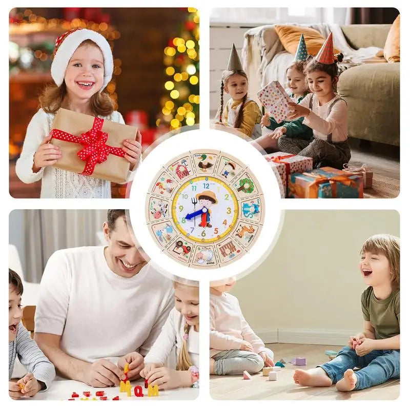 Montessori Wooden Clock Kids Toys Time Learning Teaching Aids Toys for Children Life Skills Training Games Kids Educational Toys