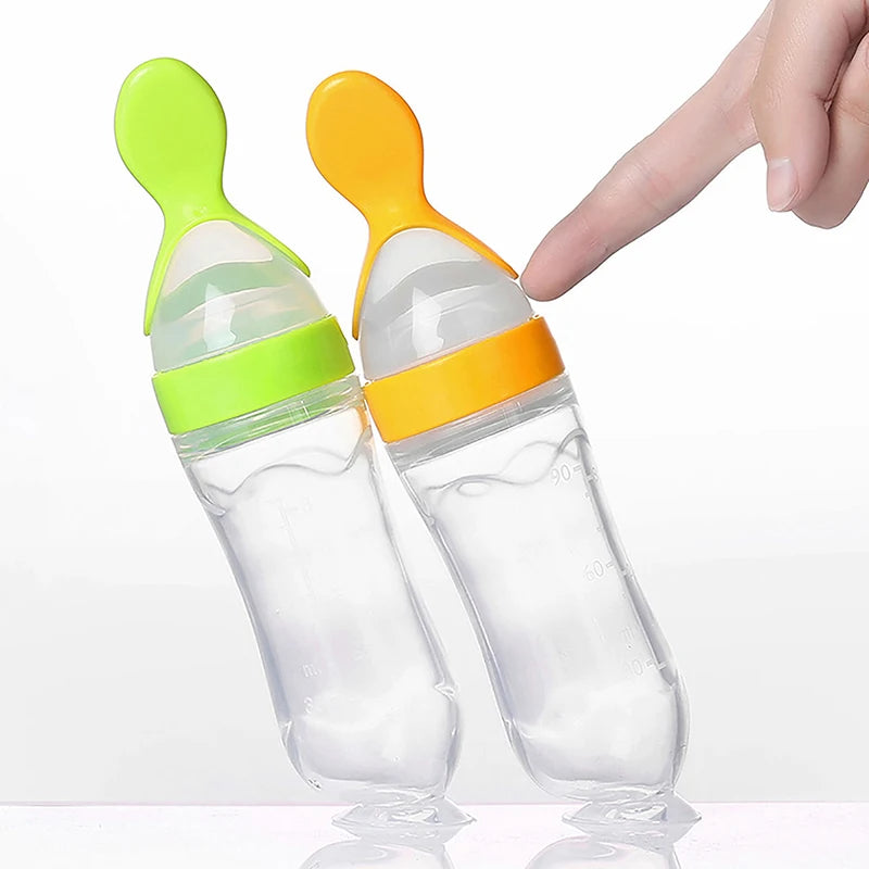 Baby Silicone Squeezing Feeding Bottle Newborn Baby Training Spoon Supplement Feeder Safe Useful Tableware for Kids