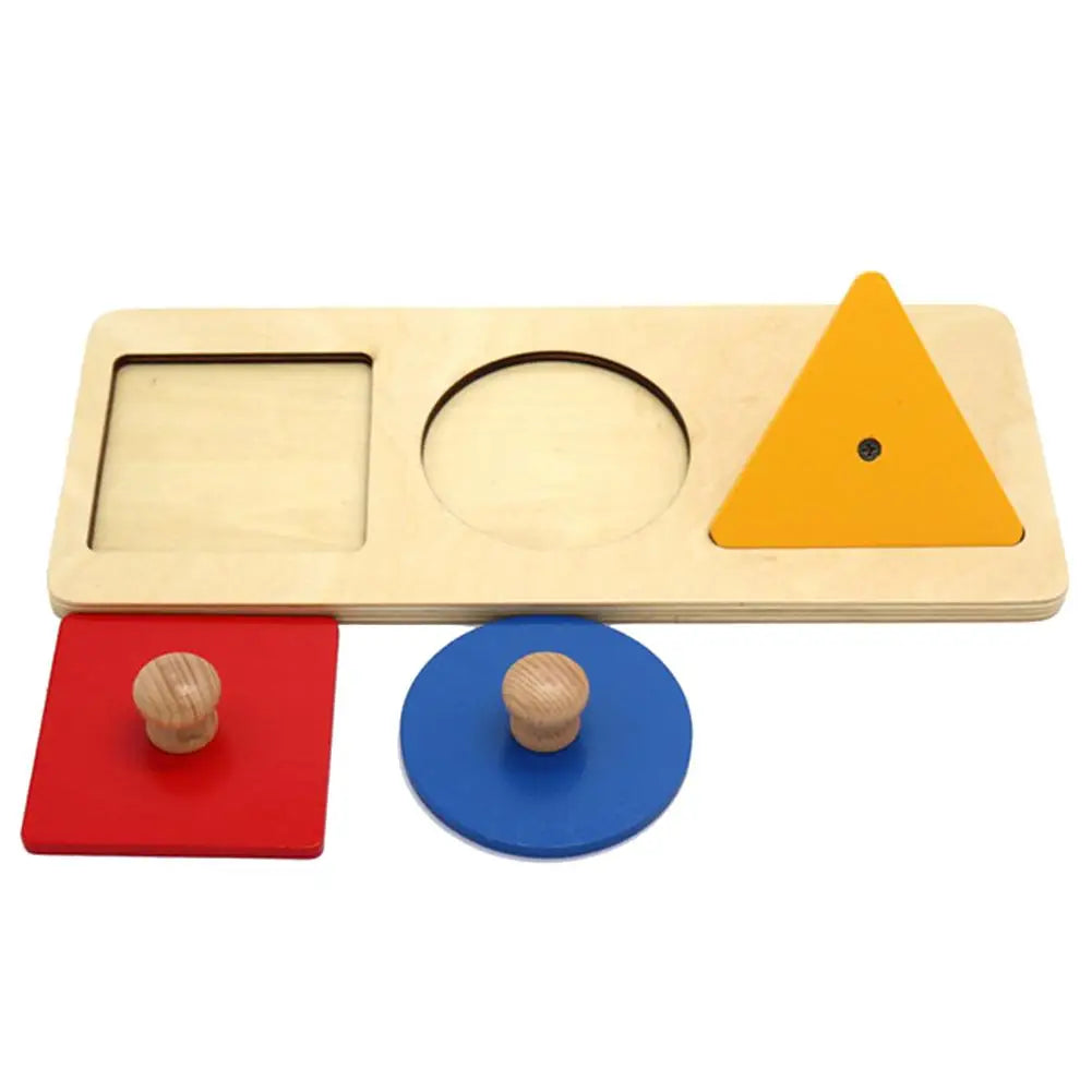 Montessori Wood Knob Puzzle Peg Board Geometric Shape Match Baby Educational Toy