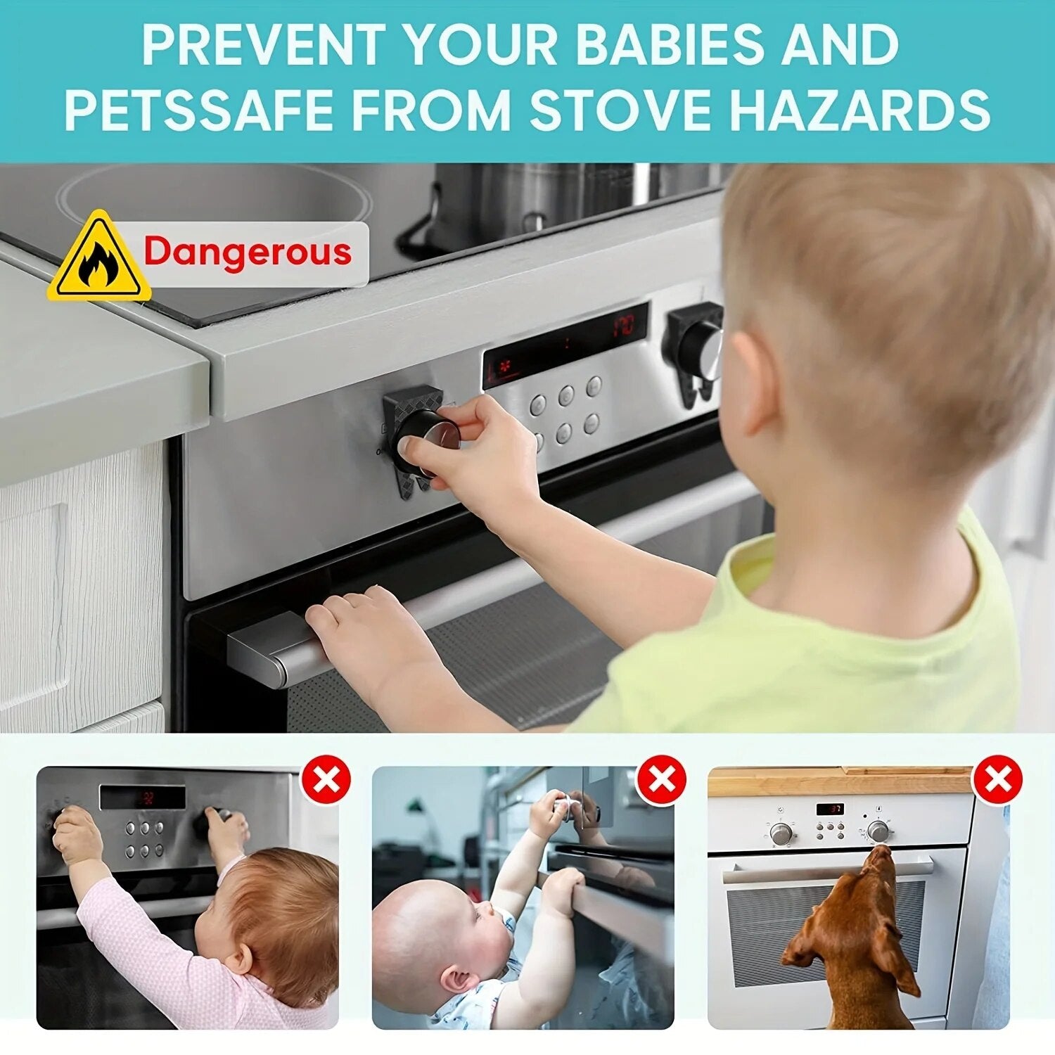 Gas Stove Knob Covers for Child Safety - Baby-Proof Locks for Gas Cooktop - Heat Resistant - Available in 1/4/8 PCS