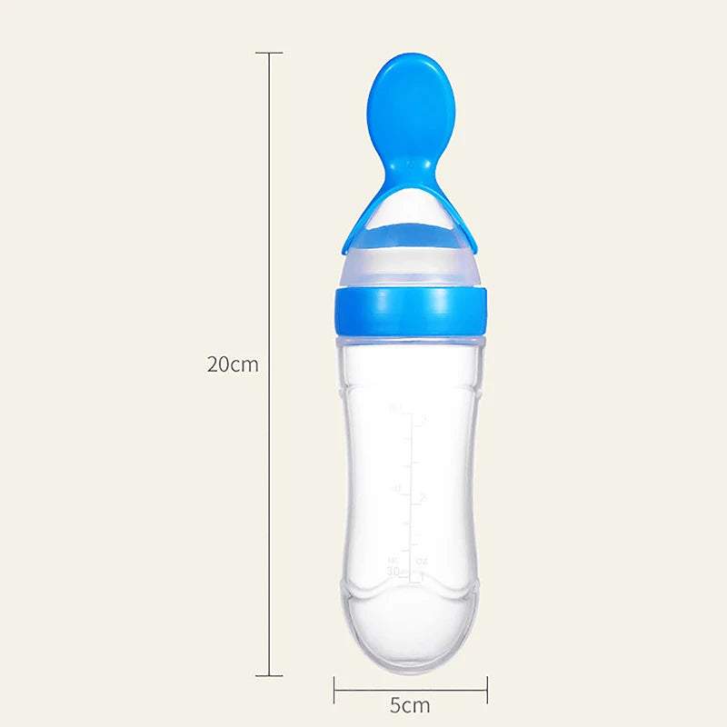 Baby Silicone Squeezing Feeding Bottle Newborn Baby Training Spoon Supplement Feeder Safe Useful Tableware for Kids