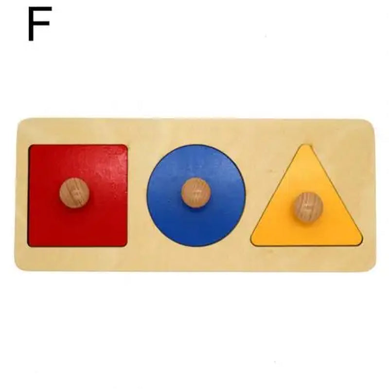 Montessori Wood Knob Puzzle Peg Board Geometric Shape Match Baby Educational Toy