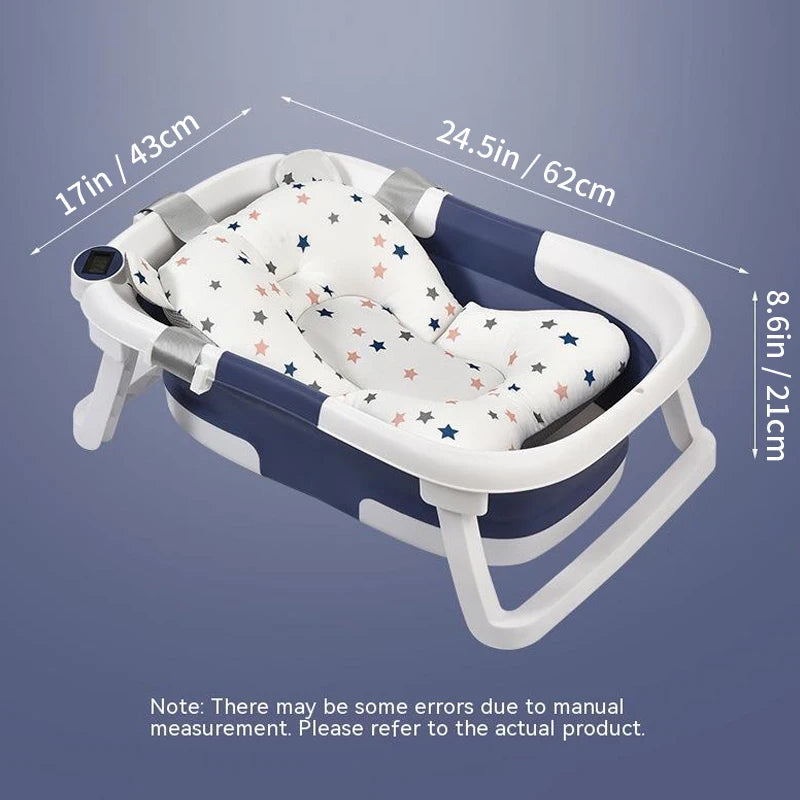 Folding Baby Bath Tub Portable Baby Shower Tubs with Temperature Sensing Non-Slip Cushion Newborn Bathtub Safe Kids Bathtub New