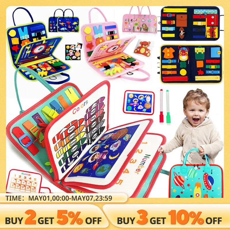 Busy Board Montessori Toys for Toddlers Sensory Toy Preschool Learning Educational Travel Activities for Boys Fine Motor Skills