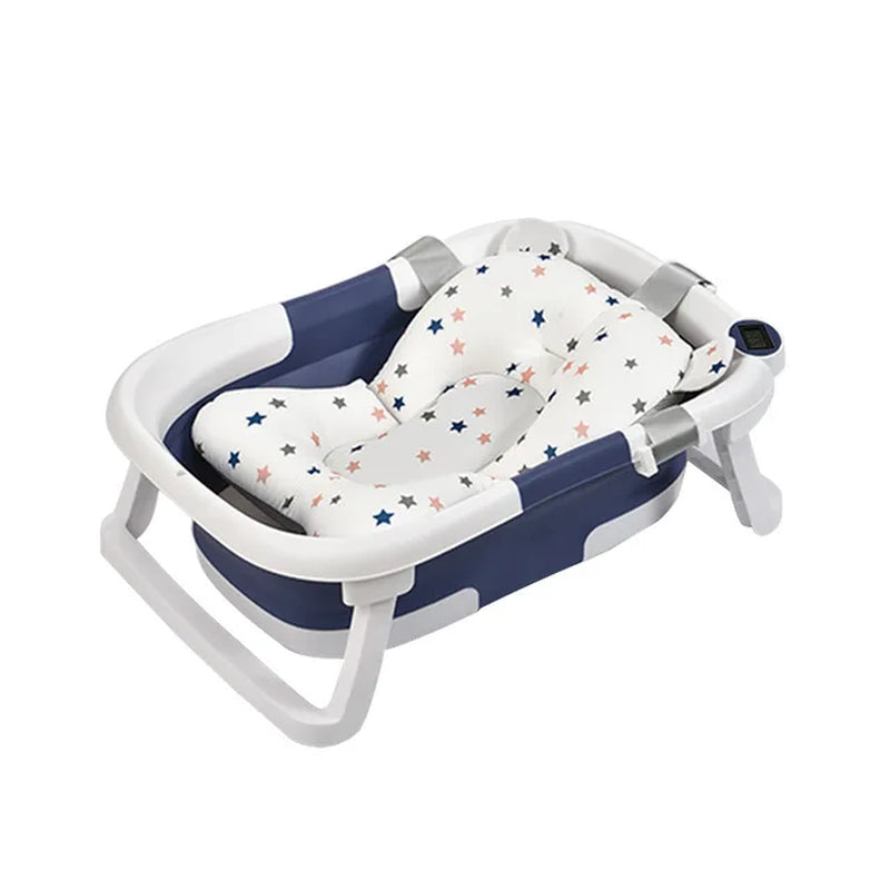 Folding Baby Bath Tub Portable Baby Shower Tubs with Temperature Sensing Non-Slip Cushion Newborn Bathtub Safe Kids Bathtub New