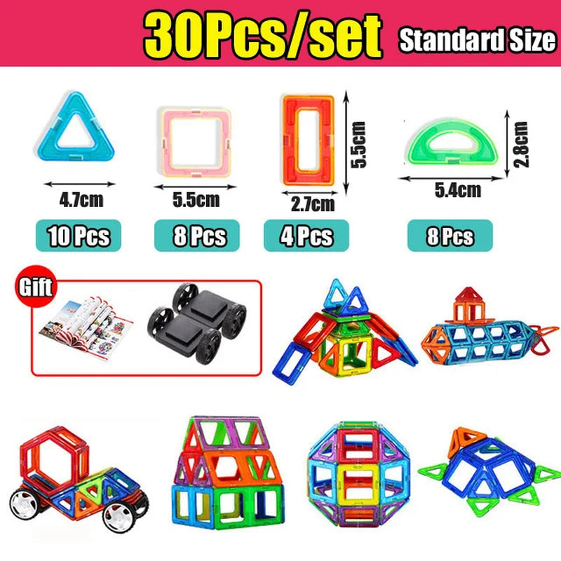 Kids Magnetic Toys Standard Size Magnet Blocks Construction Set Model Building Blocks Educational Toys for Children Gifts