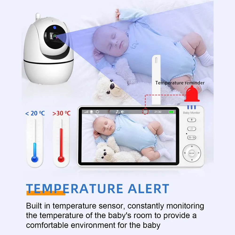 Professional title: 
"5-Inch Video Baby Monitor with Pan Tilt Camera, 2.4G Wireless Transmission, Temperature Display, Home Security Surveillance Camera"