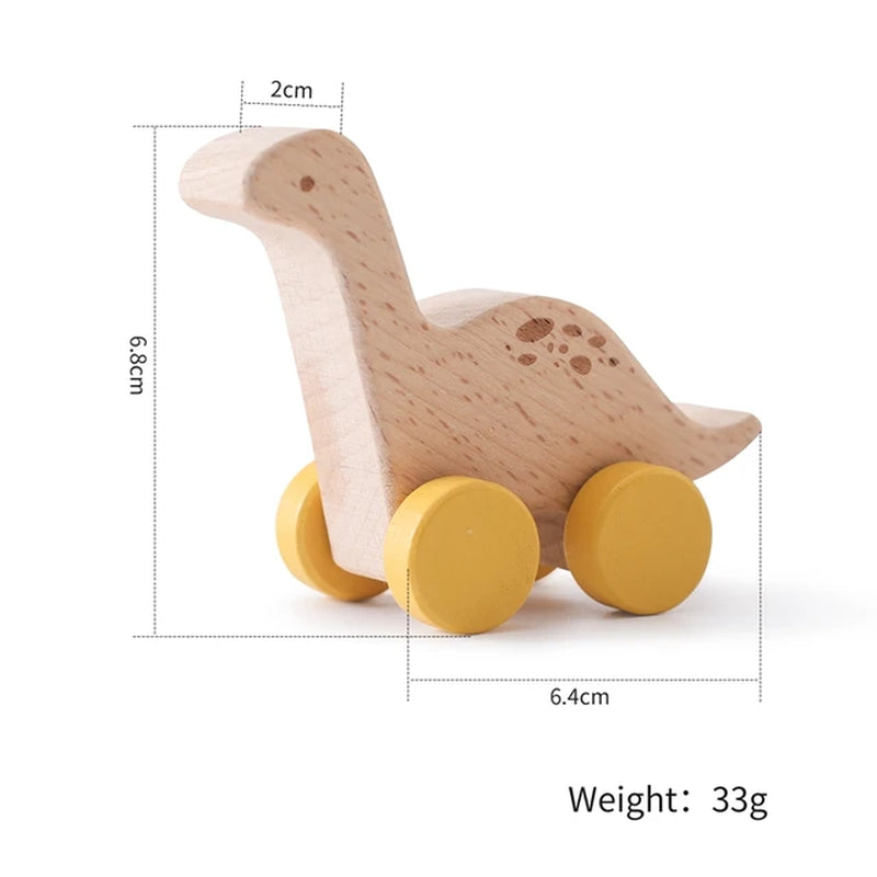 Educational Montessori Baby Toy Set with Beech Wood Blocks and Cartoon Dinosaur Car