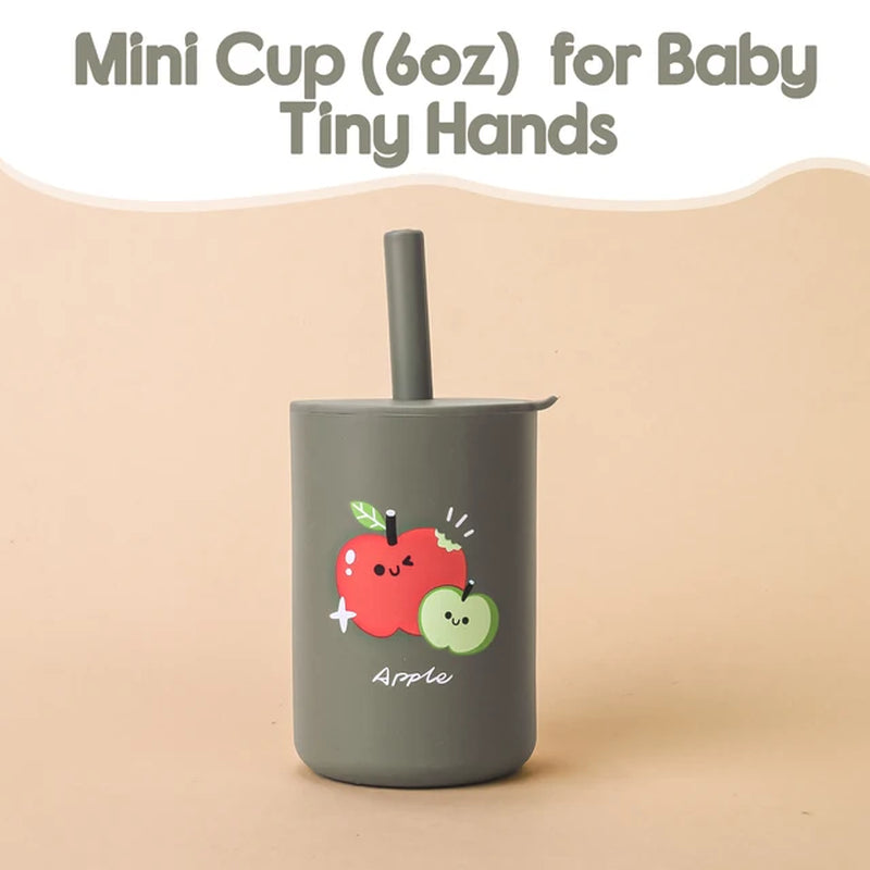 TYRY.HU 1Pc Baby Feeding Straw Cup Baby Cartoon Learning Feeding Cup Food Grade Silicone Toddler Water Bottle Tableware BPA Free