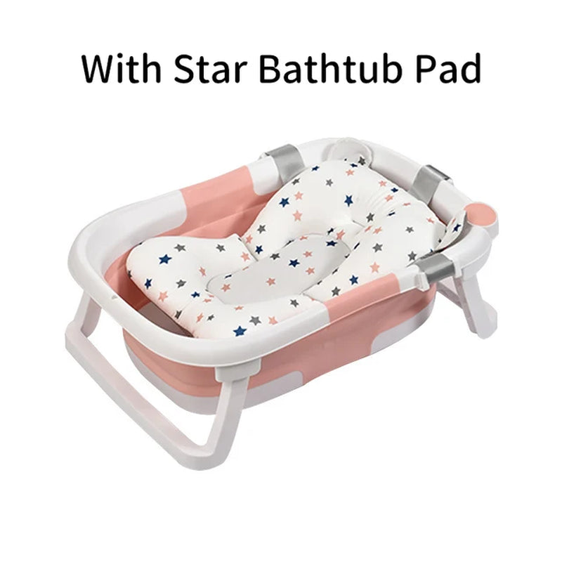 Folding Baby Bath Tub Portable Baby Shower Tubs with Temperature Sensing Non-Slip Cushion Newborn Bathtub Safe Kids Bathtub New