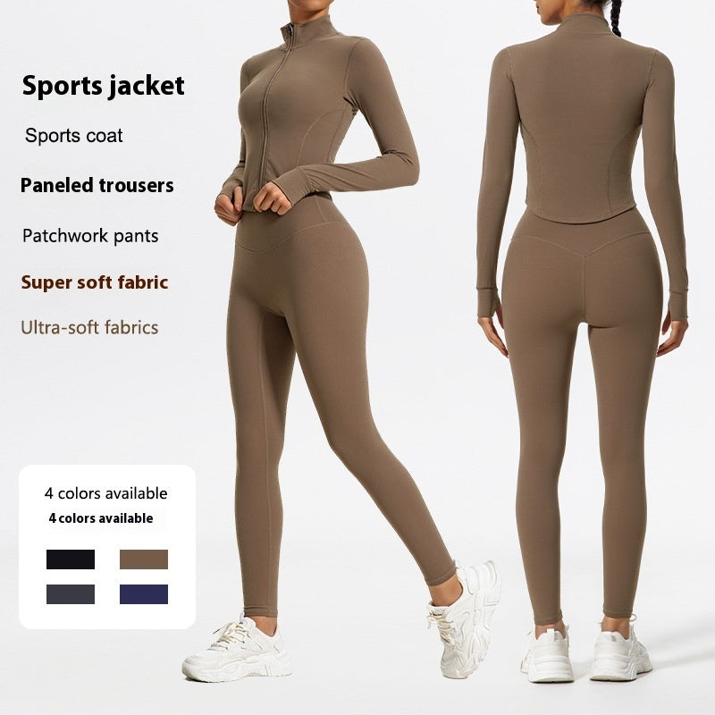 Solid Color Yoga Women's Outer Wear Sports Jacket Suits