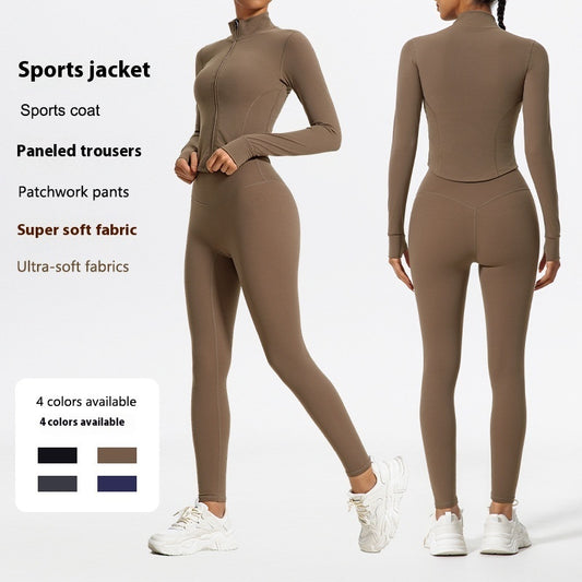 Solid Color Yoga Women's Outer Wear Sports Jacket Suits